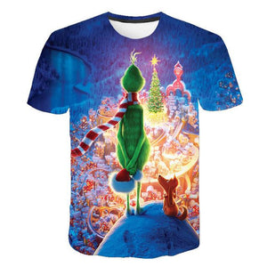 New 3D printed T-shirt movie green grinch T-shirt top fashion cute animal pattern men and women fashion clothing T-shirt