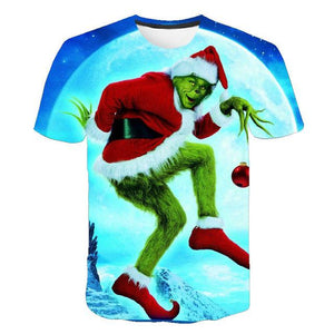 New 3D printed T-shirt movie green grinch T-shirt top fashion cute animal pattern men and women fashion clothing T-shirt