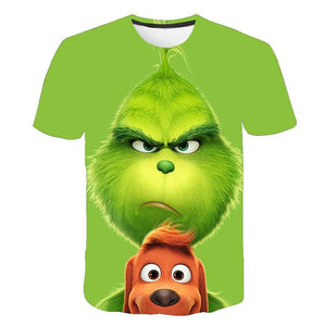 New 3D printed T-shirt movie green grinch T-shirt top fashion cute animal pattern men and women fashion clothing T-shirt