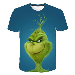 New 3D printed T-shirt movie green grinch T-shirt top fashion cute animal pattern men and women fashion clothing T-shirt