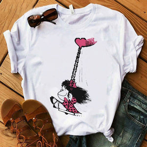 Female T-shirt cartoon PAZ Mafalda or QUIERO Cafe printed female graphic T-shirt Harajuku funny T-shirt female tops Tee