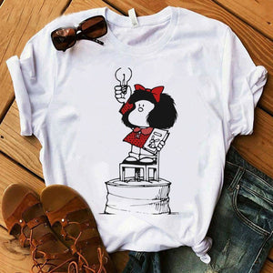 Female T-shirt cartoon PAZ Mafalda or QUIERO Cafe printed female graphic T-shirt Harajuku funny T-shirt female tops Tee