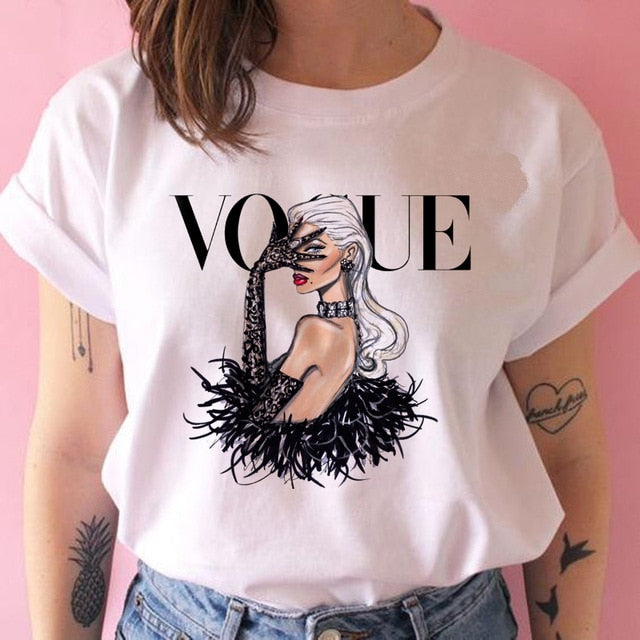 vogue princess t shirt print female grunge ulzzang tshirt cartoon funny tops shirts 90s t-shirt Graphic clothes fashion girl