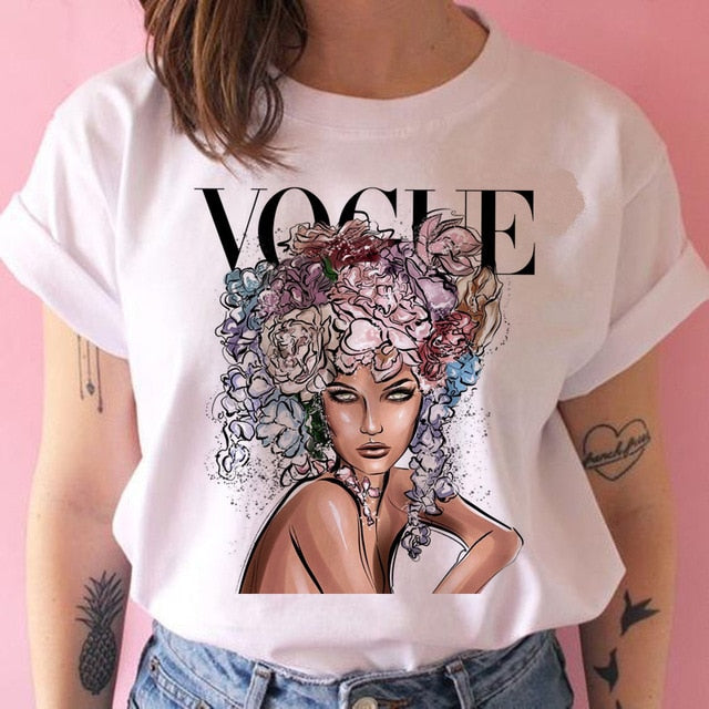 vogue princess t shirt print female grunge ulzzang tshirt cartoon funny tops shirts 90s t-shirt Graphic clothes fashion girl