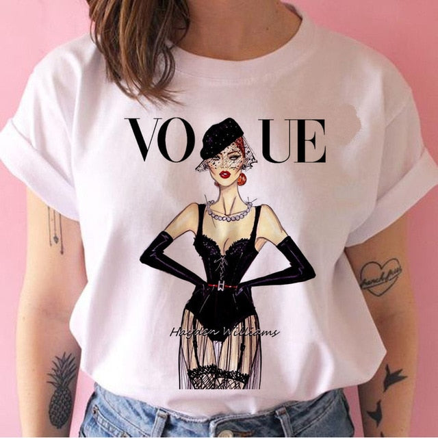 vogue princess t shirt print female grunge ulzzang tshirt cartoon funny tops shirts 90s t-shirt Graphic clothes fashion girl