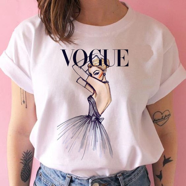 vogue princess t shirt print female grunge ulzzang tshirt cartoon funny tops shirts 90s t-shirt Graphic clothes fashion girl
