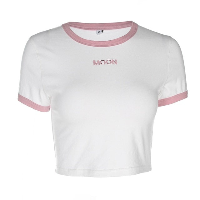 Women Angel Letter Printed Tees Summer Short Sleeve T-Shirts Fashion Slim Crop Top Casual Outdoor Dance Knot Short Tops 2020 New