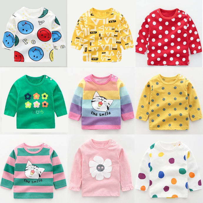 2020 New Baby Children's Clothing Cotton Long-sleeved T-shirt Korean Version Cute Tops Tee Underwear Soft Casual Bottoming Shirt