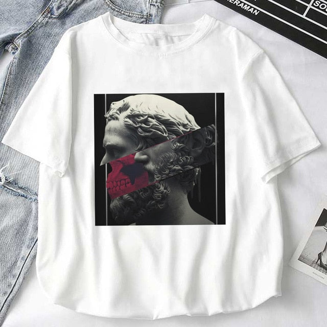 Women T-Shirts Mythology Story Medusa's Head Will Life Men Into A Stone Tops Female T-Shirt Harajuku Funny Woman Tshirt Clothes