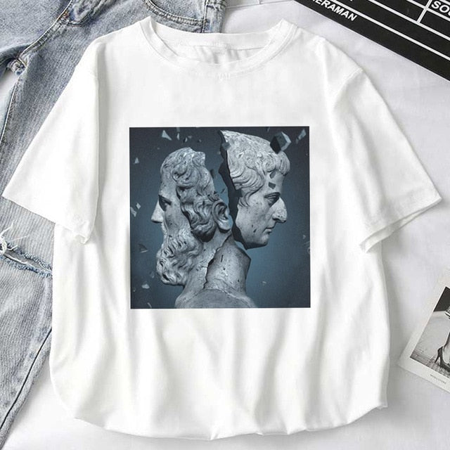 Women T-Shirts Mythology Story Medusa's Head Will Life Men Into A Stone Tops Female T-Shirt Harajuku Funny Woman Tshirt Clothes