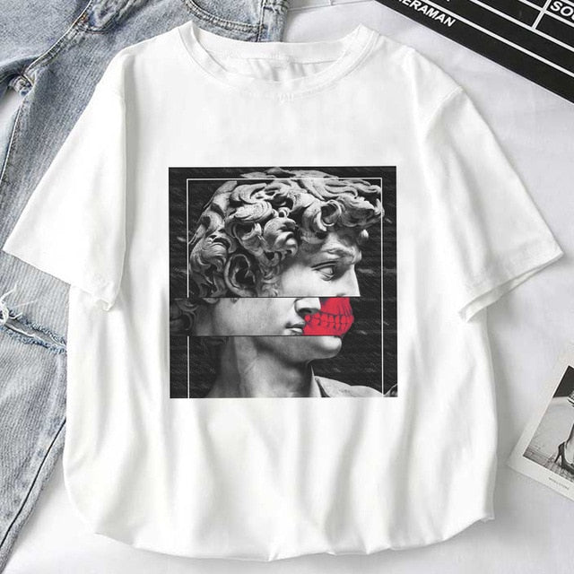 Women T-Shirts Mythology Story Medusa's Head Will Life Men Into A Stone Tops Female T-Shirt Harajuku Funny Woman Tshirt Clothes