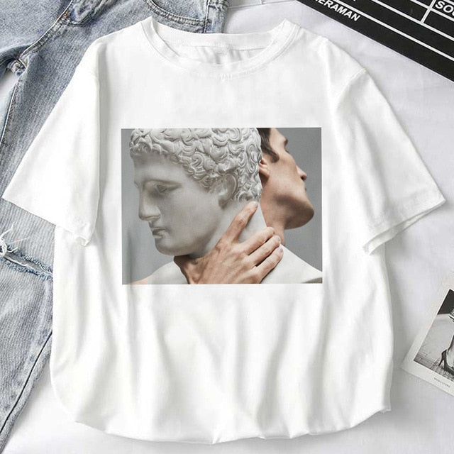 Women T-Shirts Mythology Story Medusa's Head Will Life Men Into A Stone Tops Female T-Shirt Harajuku Funny Woman Tshirt Clothes