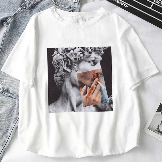 Women T-Shirts Mythology Story Medusa's Head Will Life Men Into A Stone Tops Female T-Shirt Harajuku Funny Woman Tshirt Clothes
