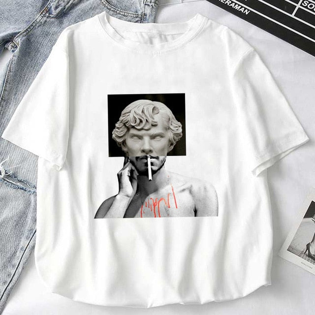 Women T-Shirts Mythology Story Medusa's Head Will Life Men Into A Stone Tops Female T-Shirt Harajuku Funny Woman Tshirt Clothes