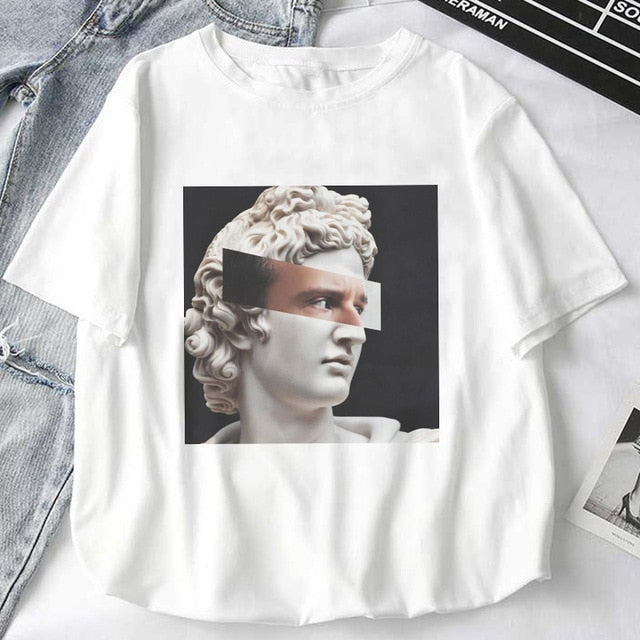 Women T-Shirts Mythology Story Medusa's Head Will Life Men Into A Stone Tops Female T-Shirt Harajuku Funny Woman Tshirt Clothes