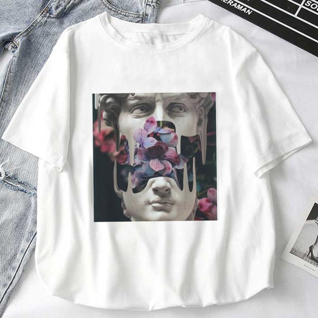 Women T-Shirts Mythology Story Medusa's Head Will Life Men Into A Stone Tops Female T-Shirt Harajuku Funny Woman Tshirt Clothes