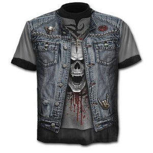 2020 New Fake Jacket Print T-Shirt Skull 3d T-Shirt Summer Trendy Short Sleeve T-Shirt Top Men/Female Short Sleeve Top