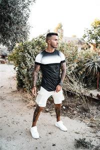 2020 new brand men's stylish cool T-shirt, men's casual style striped hip-hop short sleeve street element printed top, wholesale