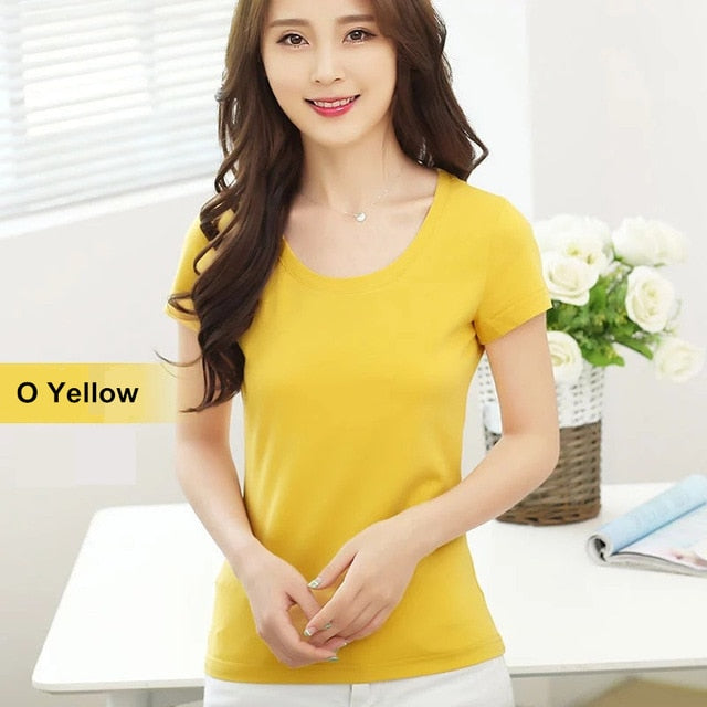 MRMT 2020 Brand New Womens 95% Cotton T-Shirt Pure Color Short Sleeve Women T shirt For Female Slim Tops Woman T shirts Clothing