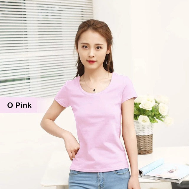 MRMT 2020 Brand New Womens 95% Cotton T-Shirt Pure Color Short Sleeve Women T shirt For Female Slim Tops Woman T shirts Clothing