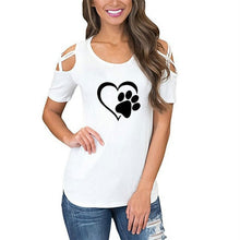 2020 5XL Harajuku lovely heart Tshirt Women Causal T-shirt Cotton Bear paw Tees Woman off shoulder tops Clothes Drop Shipping