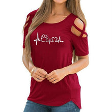 2020 5XL Harajuku lovely heart Tshirt Women Causal T-shirt Cotton Bear paw Tees Woman off shoulder tops Clothes Drop Shipping