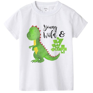 Dinosaur Birthday Shirt 1st Birthday T-Shirt Birthday Wild One Tee Dinosaur Party Shirt Dinosaur Theme Gift Boys Fashion Tee