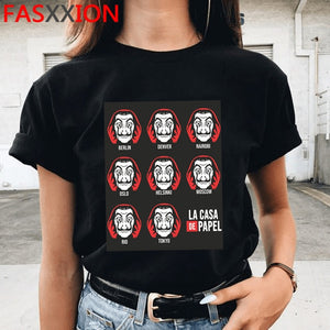 Money Heist Tshirt women/Men La Casa De Papel Harajuku T-shirt House of Paper Graphic Tshirt Bella Ciao Hip Hop Top Tees Male