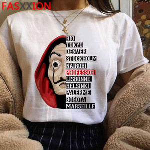 Money Heist Tshirt women/Men La Casa De Papel Harajuku T-shirt House of Paper Graphic Tshirt Bella Ciao Hip Hop Top Tees Male