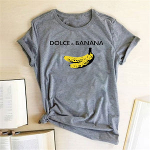 Funny T Shirt Dolce&banana Printed Women Short Sleeve Harajuku Ulzzang Tumblr T Shirt Fashion Fruit Style Cute Tops Graphic Tee