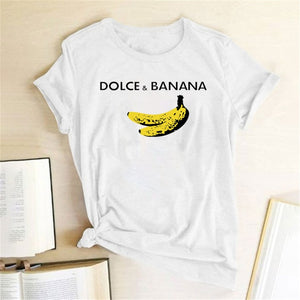 Funny T Shirt Dolce&banana Printed Women Short Sleeve Harajuku Ulzzang Tumblr T Shirt Fashion Fruit Style Cute Tops Graphic Tee