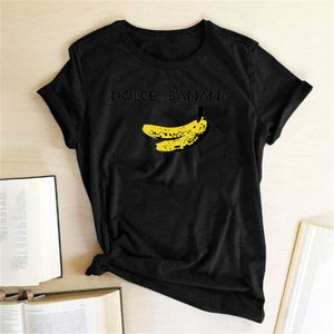 Funny T Shirt Dolce&banana Printed Women Short Sleeve Harajuku Ulzzang Tumblr T Shirt Fashion Fruit Style Cute Tops Graphic Tee