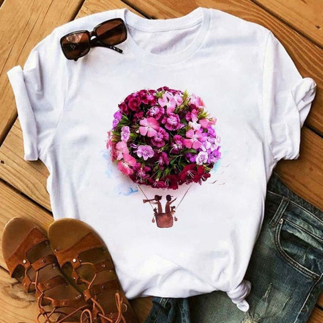 Maycaur Vogue T Shirt Women Summer Casual Tshirts Tees Harajuku Korean Style Graphic Tops New Kawaii Short Sleeve Female T-shirt