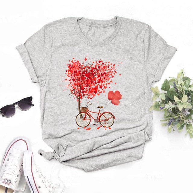 Women Bicycle Vogue Black T Shirt Girl Harajuku Korean Style Graphic Tops 2020 Kawaii Female T-shirt,Drop Ship