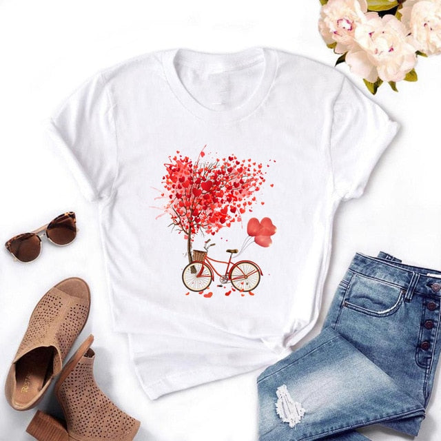 Women Bicycle Vogue Black T Shirt Girl Harajuku Korean Style Graphic Tops 2020 Kawaii Female T-shirt,Drop Ship