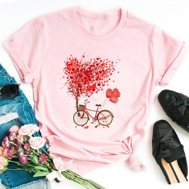 Women Bicycle Vogue Black T Shirt Girl Harajuku Korean Style Graphic Tops 2020 Kawaii Female T-shirt,Drop Ship