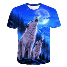 kids T-shirt 3D Harajuku Wolf Cool T-shirt Summer Gray and white Fashion Short Sleeve Tops boys girls round neck T shirt