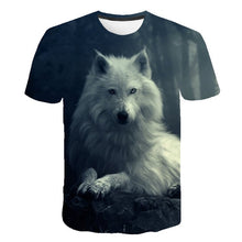 kids T-shirt 3D Harajuku Wolf Cool T-shirt Summer Gray and white Fashion Short Sleeve Tops boys girls round neck T shirt