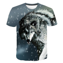 kids T-shirt 3D Harajuku Wolf Cool T-shirt Summer Gray and white Fashion Short Sleeve Tops boys girls round neck T shirt