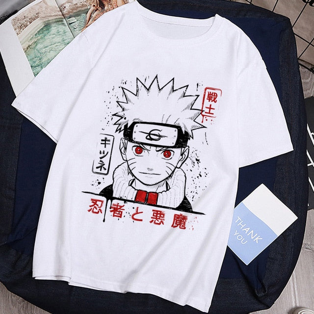 T-shirt Streetwear Naruto Sasuke Summer Harajuku Cool Tshirt Unisex T Shirt Japanese Anime Funny Cartoon Hip Hop Tops Tees Male