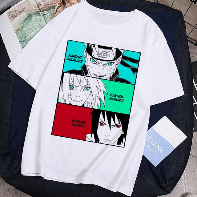 T-shirt Streetwear Naruto Sasuke Summer Harajuku Cool Tshirt Unisex T Shirt Japanese Anime Funny Cartoon Hip Hop Tops Tees Male