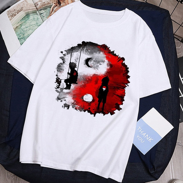 T-shirt Streetwear Naruto Sasuke Summer Harajuku Cool Tshirt Unisex T Shirt Japanese Anime Funny Cartoon Hip Hop Tops Tees Male