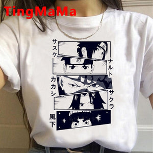 New Japanese Anime Naruto T Shirt Women Kawaii Summer Tops Cartoon Harajuku Akatsuki Graphic Tees Unisex Plus Size Tshirt Female