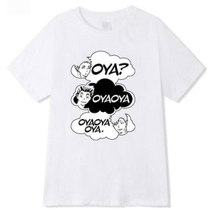 Oya Oya Oya Haikyuu T-Shirt Kuroo Anime Short Sleeve Harajuku Fashion Hip Hop T-shirt Tops Unisex