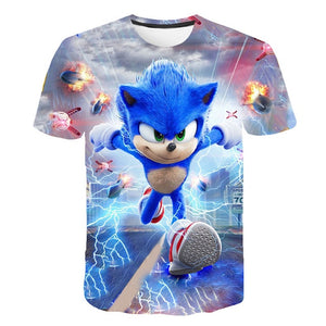 Boys Cartoon Sonic the Hedgehog t shirt Kids Black Tshirt Funny T-Shirts for Girls Child T-Shirt Children Clothing 2020 Tee Tops