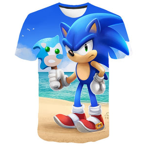 Boys Cartoon Sonic the Hedgehog t shirt Kids Black Tshirt Funny T-Shirts for Girls Child T-Shirt Children Clothing 2020 Tee Tops