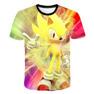 Boys Cartoon Sonic the Hedgehog t shirt Kids Black Tshirt Funny T-Shirts for Girls Child T-Shirt Children Clothing 2020 Tee Tops