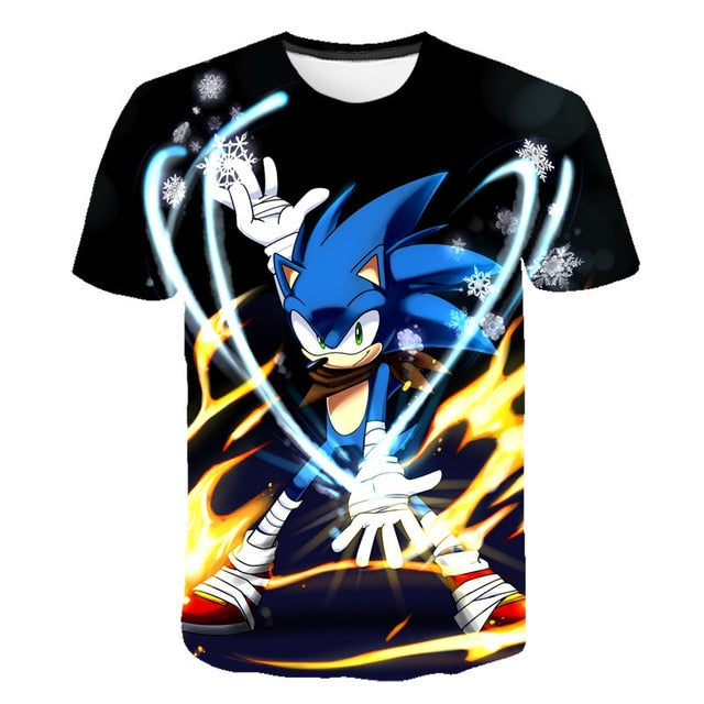 Boys Cartoon Sonic the Hedgehog t shirt Kids Black Tshirt Funny T-Shirts for Girls Child T-Shirt Children Clothing 2020 Tee Tops