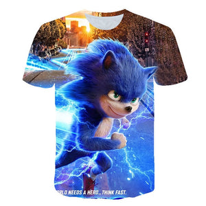 Boys Cartoon Sonic the Hedgehog t shirt Kids Black Tshirt Funny T-Shirts for Girls Child T-Shirt Children Clothing 2020 Tee Tops