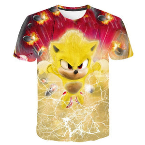 Boys Cartoon Sonic the Hedgehog t shirt Kids Black Tshirt Funny T-Shirts for Girls Child T-Shirt Children Clothing 2020 Tee Tops